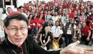 #YoungCaritas in a selfie with Cardinal Tagle at World Youth Day 2016