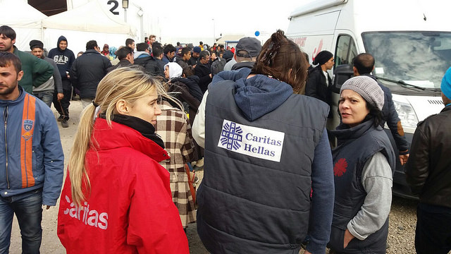 Caritas increases the number of chemical toilets, and its distribution of aid such as clothes, shoes and nappies.
