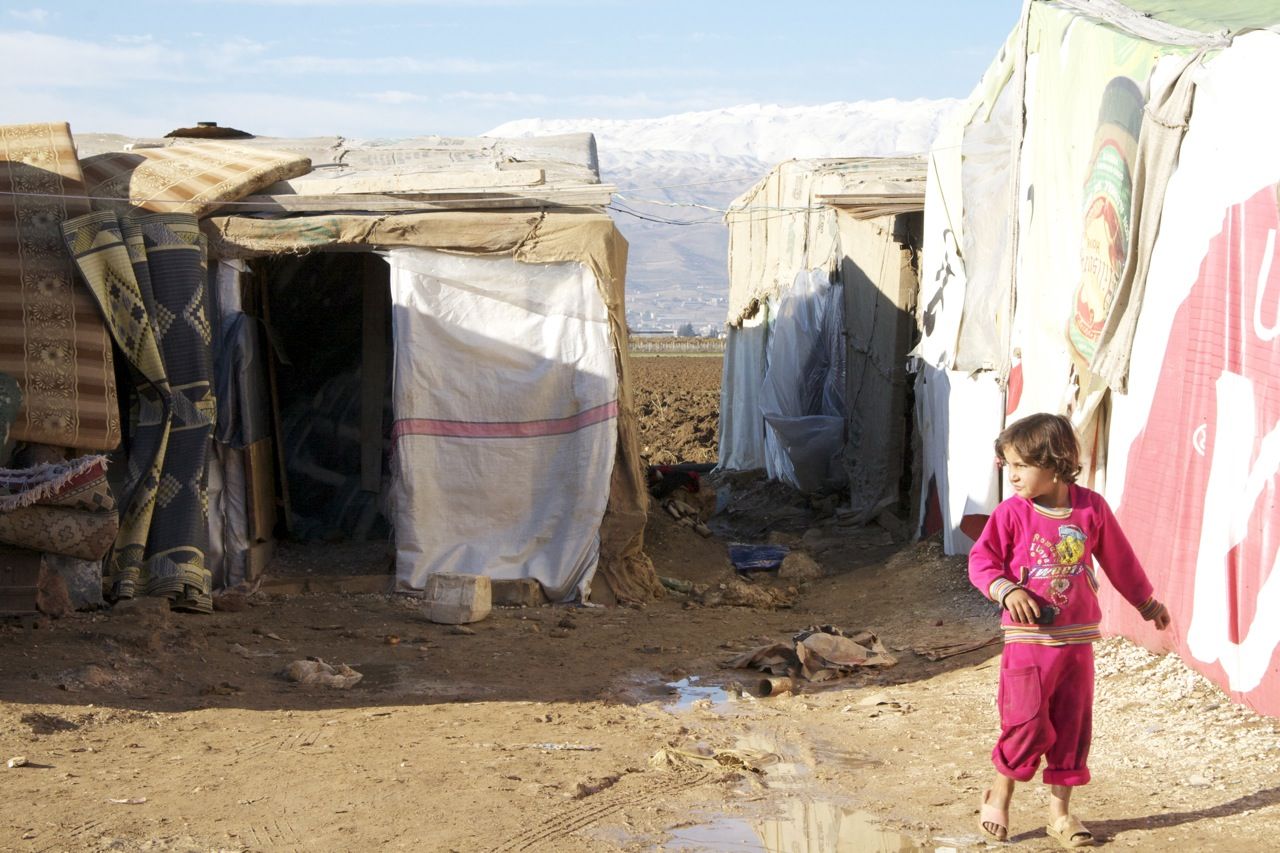 Syrian refugee children face a cold winter in Bekaa Valley. Credit: De Voogd 