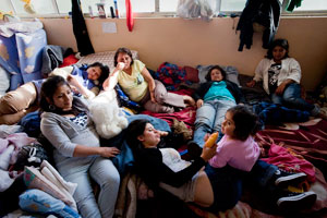 Many families are currently living in the Chacaria school in Constitution, on the of the major cities hit hard by the February 27th 8.8 magnitude earthquake and subsequent tsunami in Chile. Credits: Katie Orlinsky/Caritas 2010