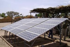 This solar panel is offering a viable alternative to the diesel powered, high maintenance pumps. Credits: Caritas