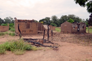Burned down village on way to Bossangoa, 350 km north of Bangui. Credit: Valerie Kaye/Caritas