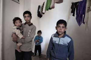 Yahia's children in their home in Jordan. Credit: Alessio Romenzi/Caritas Switzerland