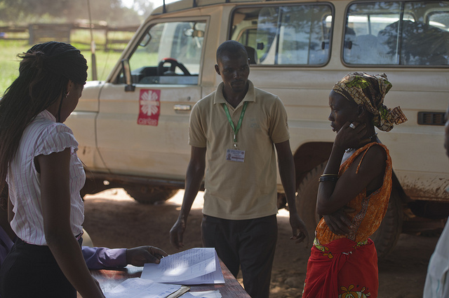 Caritas South Sudan at a NFI distribution in Yambio, South Sudan. Credit: Ally Ngethi/Caritas South Sudan