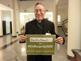Caritas Internationalis president Cardinal Oscar Rodriguez Maradiaga takes part in the #EndHungerBy2025 action. 