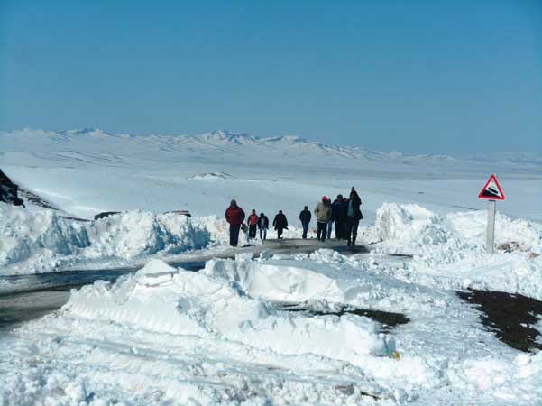 Stuck in the snow in Mongolia