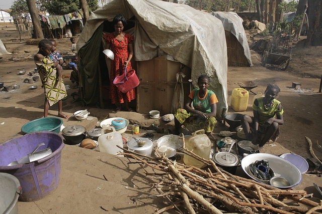 Internally displaced people live in a camp at the Catholic mission in Bossangoa, Central African Republic. Photo by Caritas