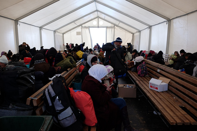 Caritas serves more than 500 portions of soup a day in a transit camp in Gevgelija for refugees and migrants crossing into Macedonia from Greece. Credit: Irene Broz/Caritas