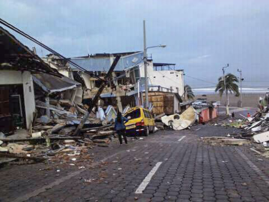 A 7.8 earthquake hit the near the town of Portoviejo, Ecuador, on Sunday April 17, 2016. it's the strongest in the country since 1979, it flattened buildings and buckled the highways along the country's Pacific coast and killing hundreds. CRS and it's partner Caritas are responding to the earthquake with assessments and relief. Photo by Alexandra Moncada/Catholic Relief Services