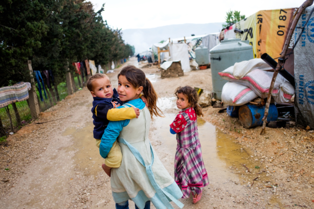Des réfugiés syriens dans la Plaine de la Bekaa, Liban.