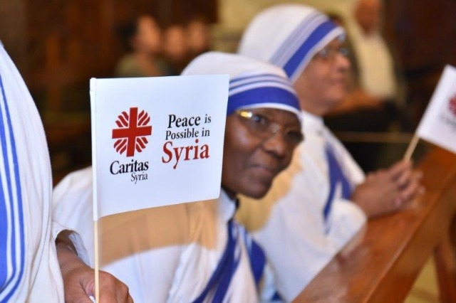 The Cry for Peace event included prayers, music from a combined scout band, theatre, films and a special message from Pope Francis. Credit: Caritas Syria