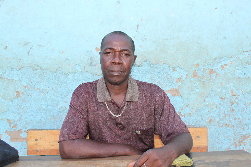 Candido De Sousa, 45, a teacher at the school in Tica were the Caritas aid distribution took place.