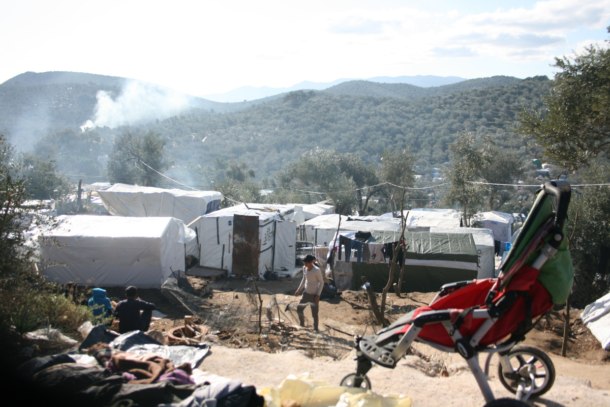 Migrants and refugees are stranded in Moria camp in Lesbos