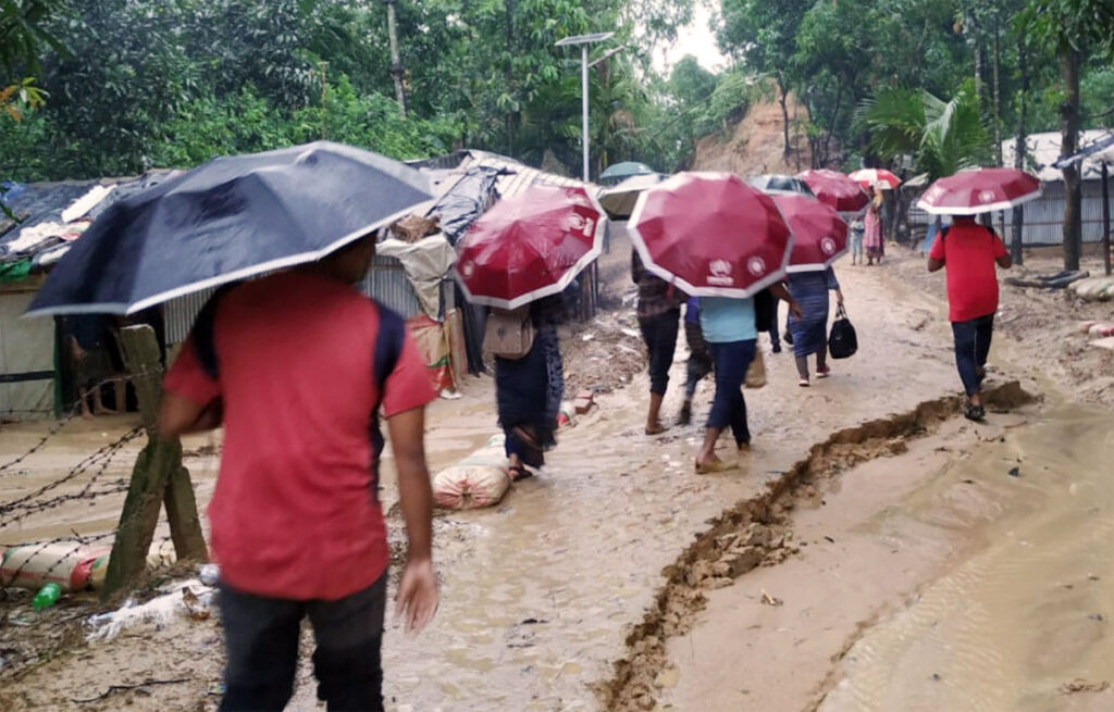 heavy rainfall is weakening the shelters where the Rohingya take refugee, 